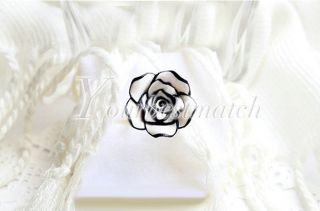Hot Fashion Cute Women's Simple Black White Rose Flower Ring Adjustable Brandnew