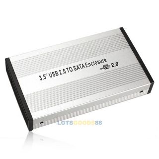 3 5 inch Silver USB 2 0 SATA External HDD HD Hard Drive Enclosure Case Box LS4G