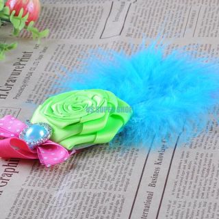 Gorgeous Soft Cute Baby Girl Feather Bowknot Flower Hairband Headband Accessory