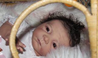 Reborn Baby Girl Newborn Preemie Milaine Wosjnuk Ethnic Biracial Ethnic Doll Art
