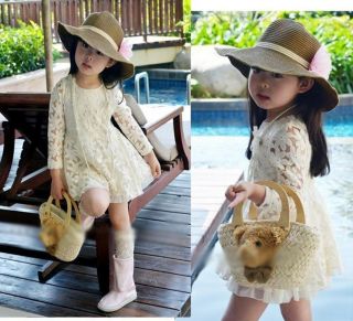 Pretty Girls Baby Toddlers Lace Flower Princess Skirt Kids Formal Dress 2 7Years