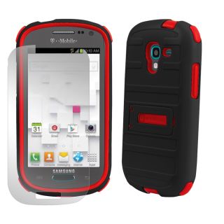 For Samsung Galaxy Exhibit T599 T Mobile Black Red Tri Shield Skin Case Cover