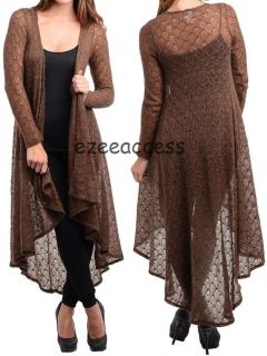 Sexy Womens Long Sleeve Cardigan Sweater Sheer Mesh Duster Coat Cover Up s M L