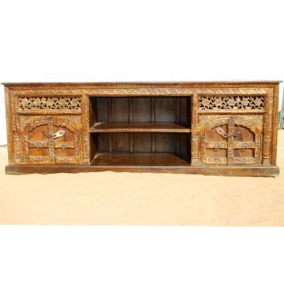 Hand Carved Wood Storage Cabinet Media Entertainment Center LCD TV DVD Stand