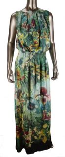 Ted Baker London Gathered Neck Orchideen 100 Silk Maxi Dress UK 2 US 6 $468