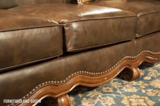 Aria Designs Traditional Brown Leather Sofa and Chair Set