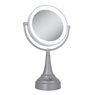 7" Dual Sided LED Lighted Round Magnifying Vanity Mirror from Brookstone