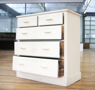 Antique Victorian Chest of Drawers Solid Oak Large Painted Shabby Chic