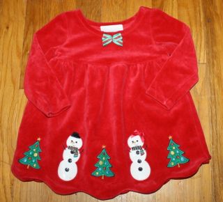 Bonnie Baby Christmas Dress Baby Girl Clothes 18M Tunic Holiday 12 18 Snowman