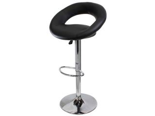 Black PU Leather Modern Adjustable Swivel Barstool Hydraulic Chair Pub Bar Stool