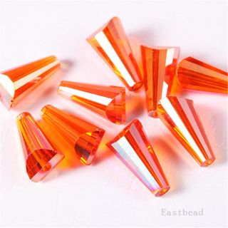 Hot Charms Cone Glass Crystal Bracelet Necklace Finding Spacer Beads 8 15mm 8709