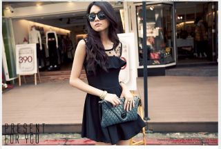 Womens Korean Fashion Gauze Polka Dot Flouncing Sleeveless Dress E682 TQ