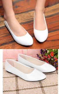 New Ladies Patent Flat Pumps Womens Ballerina Slip on Dolly Ballet Shoes