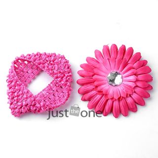 Baby Girl Crochet Headband Flower Hair Clip 10 Colors