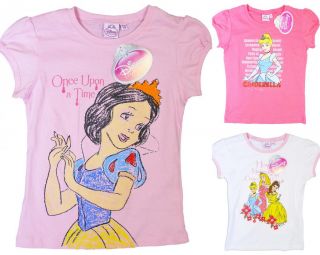 Girls Disney Princesses T Shirt Top Snow White Sleeping Beauty 2 8 yrs New
