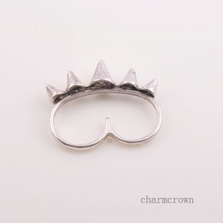 1pcs Rock Punk Gothic Rivets Spike Conical Two Fingers Ring N976 