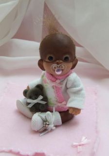 OOAK Baby Orangutan Monkey Sculpted Polymer Clay Art Doll Poseable