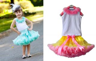 2pcs Girl Baby Kid Top Tutu Pageant Evening Formal Dress Skirt Dancewear Outfit