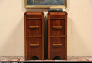 Art Deco Waterfall 1935 Pair of Nightstands or Bedside Chests