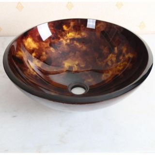 Bathroom Tempered Glass Vessel Sink w Multi Color Unique Hand Painting Pattern