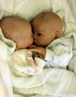 Reborn Baby Prem Preemie Twins Lifelike Boy Girl Realistic Doll Carly's Cradle