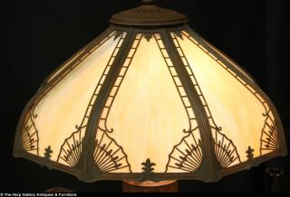 Stained Glass Curved Panel Lamp 1915 Antique