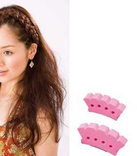 2 Pink Sponge Hair Braid Queue Plait Braider Twist Style Beauty Tool Holder New