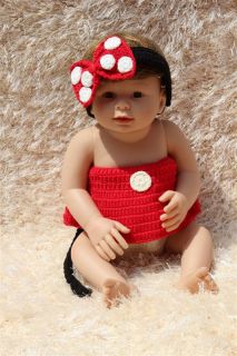 Handmade Cotton Baby Crochet Knit Red Mickey Mouse Nappy Headband Photo Prop