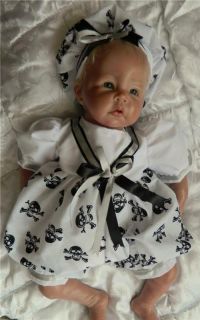 Romper Beret Skull Print 19 20" Reborn Newborn Baby Doll Clothes Goth Horror