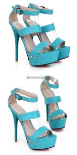 Women Casual 4 Colors Ankle Strap High Heel Sandals Shoes 4 Sizes Fashion NC89