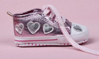 Toddler Baby Girls Boys Pink Lace Up Shoes Heart Sneakers Size 3 12 Months
