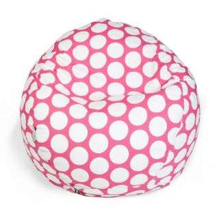 Large Polka Dot Bean Bag Chair for Kids Hot Pink White Small from Brookstone