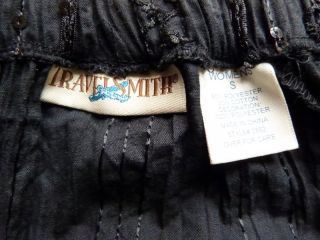 Travel Smith Long Crinkle Skirt Black Embroidered w A Bit of Sparkle Sz S