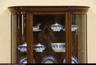 Curved Glass Oak 1900 Antique China or Curio Display Cabinet