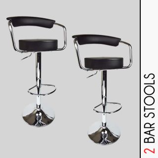 2 New Black Bombo Chair Swivel Seat Pub Bar Stools Barstools PU Leather Seat