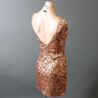 Gold Sequin Elegant 20s Flapper Evening Dance Cocktail Party Womens Dress s M L