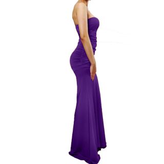 Purple Strapless Party Evening Long Maxi Gown Dress L Size