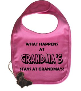 What Happens at Grandmas Dribble Baby Bib Funny Boy Girl Babies Clothing Gift