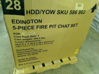 Hampton Bay Edington 5 Piece Fire Pit Patio Chat Set $999 00