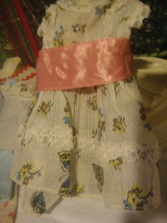 WOW Vintage Antique Baby Doll Organdy Dresses Lot Bonnet Lace Satin 5 6" Long