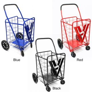 New Heavy Duty Folding Grocery Shopping Basket Laundry Cart with Swivel Wheels