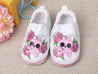 New Toddler Baby Girl Rose Pink Skull Shoes US Size 3 K13
