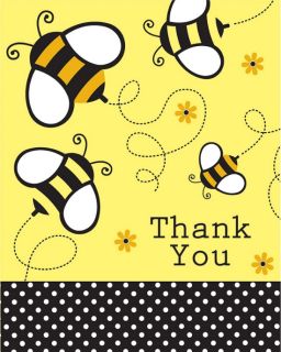 Bumble Bee Buzz Thank You Cards Baby Shower Birthday Themed Party Supplies