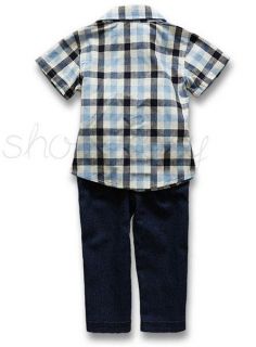 A2471 Boys Kids Baby Clothes Set Overalls 2pcs Outfit Shirt Top Pants S0 3Y