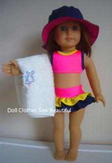 Doll Clothes Fits American Girl Bright Swimsuit Towel