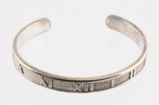 Tiffany Co 925 Sterling Silver Roman Numerals Cuff Bracelet