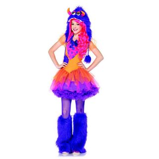 Teen Girls Furry Purple Monster Dress and Hoodie Kids Juniors Halloween Costumes