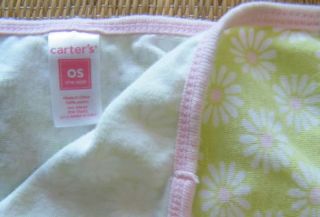 Carters OS Green Pink Flowers Daisy Baby Girl Security Blanket Cotton