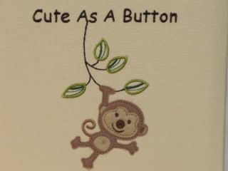 New "Cute as A Button" Embroidered Jungle Monkey Baby Photo Album Holds 200