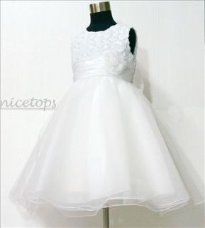 As 4 W810 Baby Girl Whites Wedding Party Bridesmaid Flower Girls Dress Size 4 5T